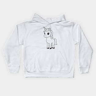 Cute Baby  Girl Horse Animal Outline Kids Hoodie